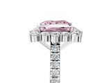 White gold Fancy Pink Princess  Halo Diamond Ring with Pavé Band and Prong Setting_5