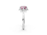 White gold Fancy Pink Princess  Halo Diamond Ring with Round Cluster Setting, Solitaire Band, and Four-Prong Setting_31