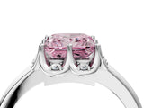 White gold Fancy Pink Princess  Halo Diamond Ring with Round Cluster Setting, Solitaire Band, and Four-Prong Setting_33