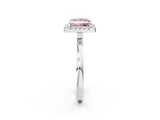 White gold Fancy Pink Princess  Halo Diamond Solitaire with Pavé Band and Four-Prong Setting_31