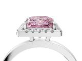White gold Fancy Pink Princess  Halo Diamond Solitaire with Pavé Band and Four-Prong Setting_33