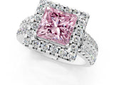 White gold Fancy Pink Princess  Halo Diamond Split Shank Engagement Ring with Prong Setting_52