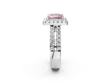 White gold Fancy Pink Princess  Halo Diamond Split Shank Engagement Ring with Prong Setting_53