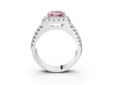 White gold Fancy Pink Princess  Halo Diamond Split Shank Engagement Ring with Prong Setting_54