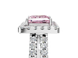 White gold Fancy Pink Princess  Halo Diamond Split Shank Engagement Ring with Prong Setting_56