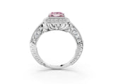 White gold Fancy Pink Princess  Halo Diamond Split Shank Ring with Milgrain Detail_32