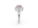 White gold Fancy Pink Princess  Halo Diamond Split Shank Ring with Milgrain Detail_36
