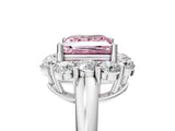 White gold Fancy Pink Princess  Halo Milgrain Solitaire with Bezel Set Side Stones and Pave Band_60