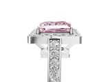 White gold Fancy Pink Princess  Halo Pavé Diamond Engagement Ring with Bezel Setting_17