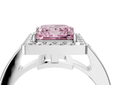 White gold Fancy Pink Princess  Halo Pavé Diamond Engagement Ring with Bezel Setting_21
