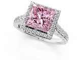 White gold Fancy Pink Princess  Halo Pavé Diamond Engagement Ring with Four-Prong Setting_27