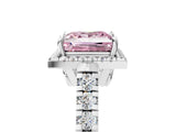 White gold Fancy Pink Princess  Halo Pavé Diamond Engagement Ring with Four-Prong Setting_31