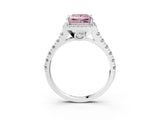 White gold Fancy Pink Princess  Halo Pavé Diamond Engagement Ring with Four-Prong Setting_34
