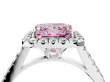 White gold Fancy Pink Princess  Halo Pavé Diamond Engagement Ring with Four-Prong Setting_7