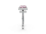 White gold Fancy Pink Princess  Halo Pave Band Solitaire Ring with Prong Setting_31