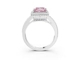 White gold Fancy Pink Princess  Halo Pave Band Solitaire Ring with Prong Setting_32