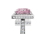 White gold Fancy Pink Princess  Halo Pave Band Solitaire Ring with Prong Setting_34