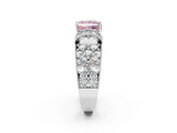 White gold Fancy Pink Princess  Halo Pave Diamond Engagement Ring with Milgrain Detailing_44