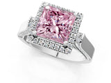 White gold Fancy Pink Princess  Halo Pave Split Shank Prong Setting Ring_52