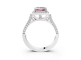 White gold Fancy Pink Princess  Halo Pave Split Shank Prong Setting Ring_66