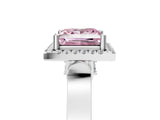 White gold Fancy Pink Princess  Halo Pave Split Shank Prong Setting Ring_68