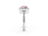 White gold Fancy Pink Princess  Halo Round Diamond Milgrain Pave Engagement Ring_5