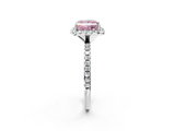 White gold Fancy Pink Princess  Halo Round Diamond Pavé Band Four-Prong Ring_5