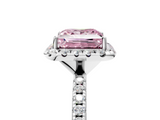 White gold Fancy Pink Princess  Halo Round Diamond Pavé Band Four-Prong Ring_8