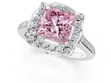 White gold Fancy Pink Princess  Halo Round Diamond Pave Band with Four-Prong Setting_52