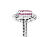 White gold Fancy Pink Princess  Halo Round Diamond Pave Band with Four-Prong Setting_56