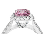 White gold Fancy Pink Princess  Halo Round Diamond Pave Band with Prong Setting 5
