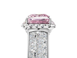 White gold Fancy Pink Princess  Halo Round Diamond Pave Band with Prong Setting_17