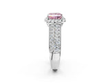 White gold Fancy Pink Princess  Halo Round Diamond Pave Band with Prong Setting_26