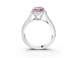 White gold Fancy Pink Princess  Halo Round Diamond Pave Band with Prong Setting_27