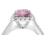 White gold Fancy Pink Princess  Halo Round Diamond Pave Band with Prong Setting_28