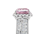 White gold Fancy Pink Princess  Halo Round Diamond Pave Band with Prong Setting_29