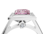 White gold Fancy Pink Princess  Halo Solitaire Diamond Ring with Pave Band and Bezel Setting_33