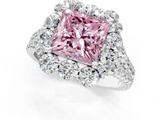White gold Fancy Pink Princess  Halo Split Shank Diamond Engagement Ring with Pave Band and Four-Prong Setting_1