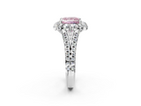 White gold Fancy Pink Princess  Halo Split Shank Diamond Engagement Ring with Pave Band and Four-Prong Setting_2