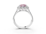 White gold Fancy Pink Princess  Halo Split Shank Diamond Engagement Ring with Pave Band and Four-Prong Setting_3