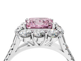 White gold Fancy Pink Princess  Halo Split Shank Diamond Engagement Ring with Pave Band and Four-Prong Setting_4