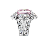 White gold Fancy Pink Princess  Halo Split Shank Diamond Engagement Ring with Pave Band and Four-Prong Setting_5