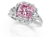 White gold Fancy Pink Princess  Halo Split Shank Diamond Engagement Ring with Prong Setting_1