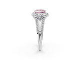 White gold Fancy Pink Princess  Halo Split Shank Diamond Engagement Ring with Prong Setting_2