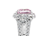 White gold Fancy Pink Princess  Halo Split Shank Diamond Engagement Ring with Prong Setting_5