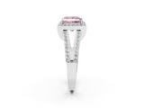 White gold Fancy Pink Princess  Halo Split Shank Diamond Ring with Four-Prong Setting_2
