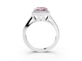White gold Fancy Pink Princess  Halo Split Shank Diamond Ring with Four-Prong Setting_3