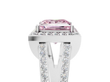 White gold Fancy Pink Princess  Halo Split Shank Diamond Ring with Four-Prong Setting_5