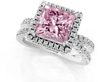 White gold Fancy Pink Princess  Halo Split Shank Diamond Ring with Pavé Setting_39