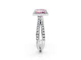 White gold Fancy Pink Princess  Halo Split Shank Diamond Ring with Pavé Setting_40